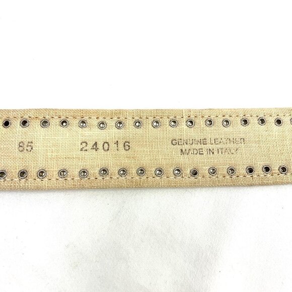 Alberto Guardiani Embellished Snakeskin Embossed Leather Belt White, 38"Lx1.25"W - Picture 7 of 10